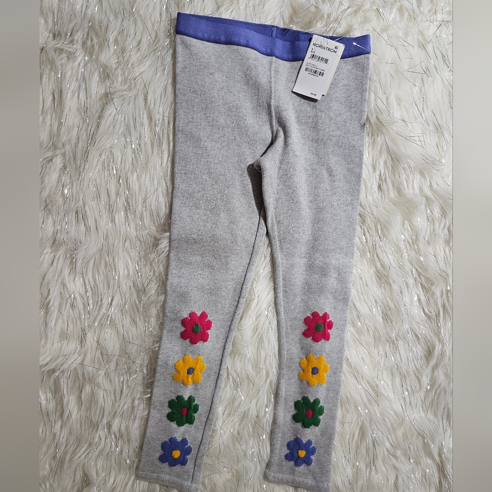 Tucker + Tate Gray Leggings with Colorful Floral Design Sz 6 Norstrom
